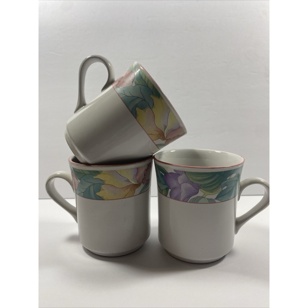 Set of 3 of China Pearl Mugs Stoneware Springtime 3824 Coffee